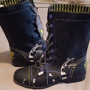 Hot Topic Black Beetlejuice Sandworm Sz 10 Lightweight Combat Boots